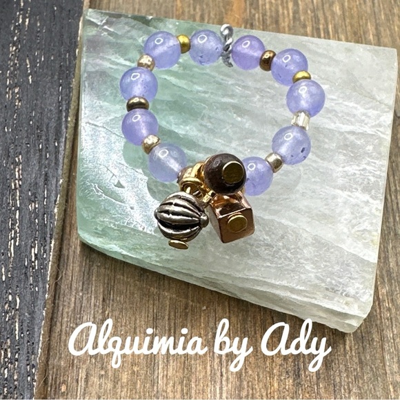Alquimia Gold and Purple Bohemian Ring Jade - Picture 1 of 2